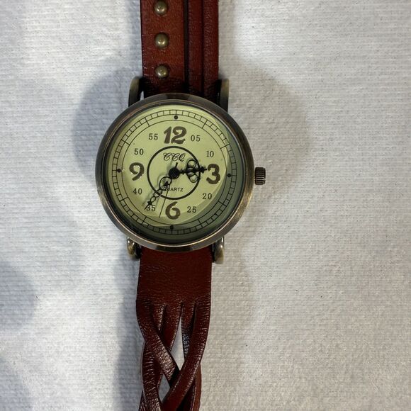 Genuine Leather Braided Strap Double Wrap Watch for Women Vintage Bohemian - Picture 2 of 6